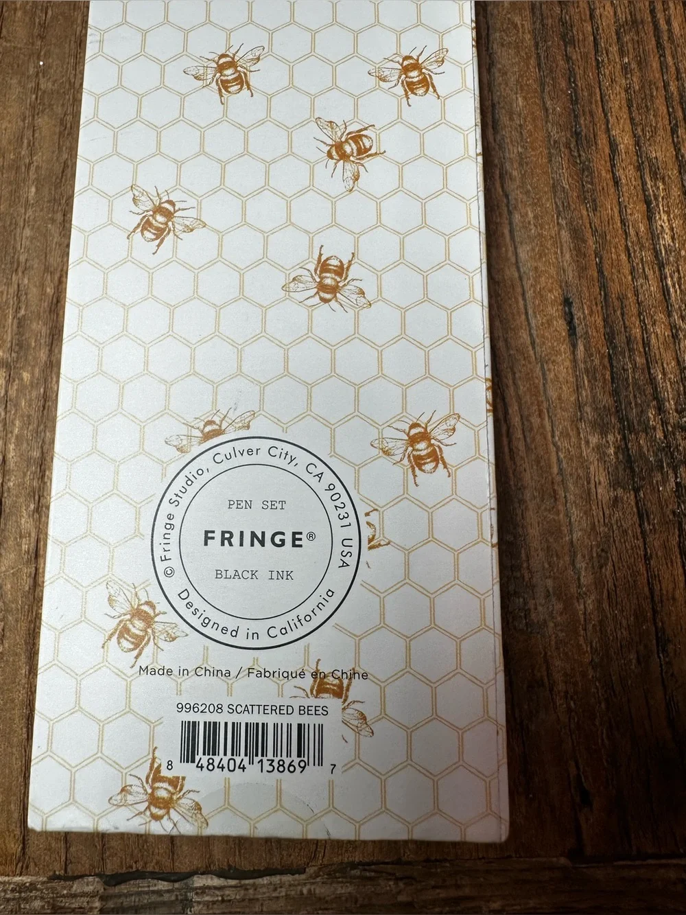 Fringe Studio Bee Motif Pen Set in Black & White with Gold Accents